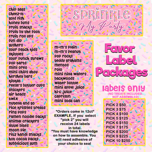 Favor Labels ONLY package *PLEASE READ DESCRIPTION*